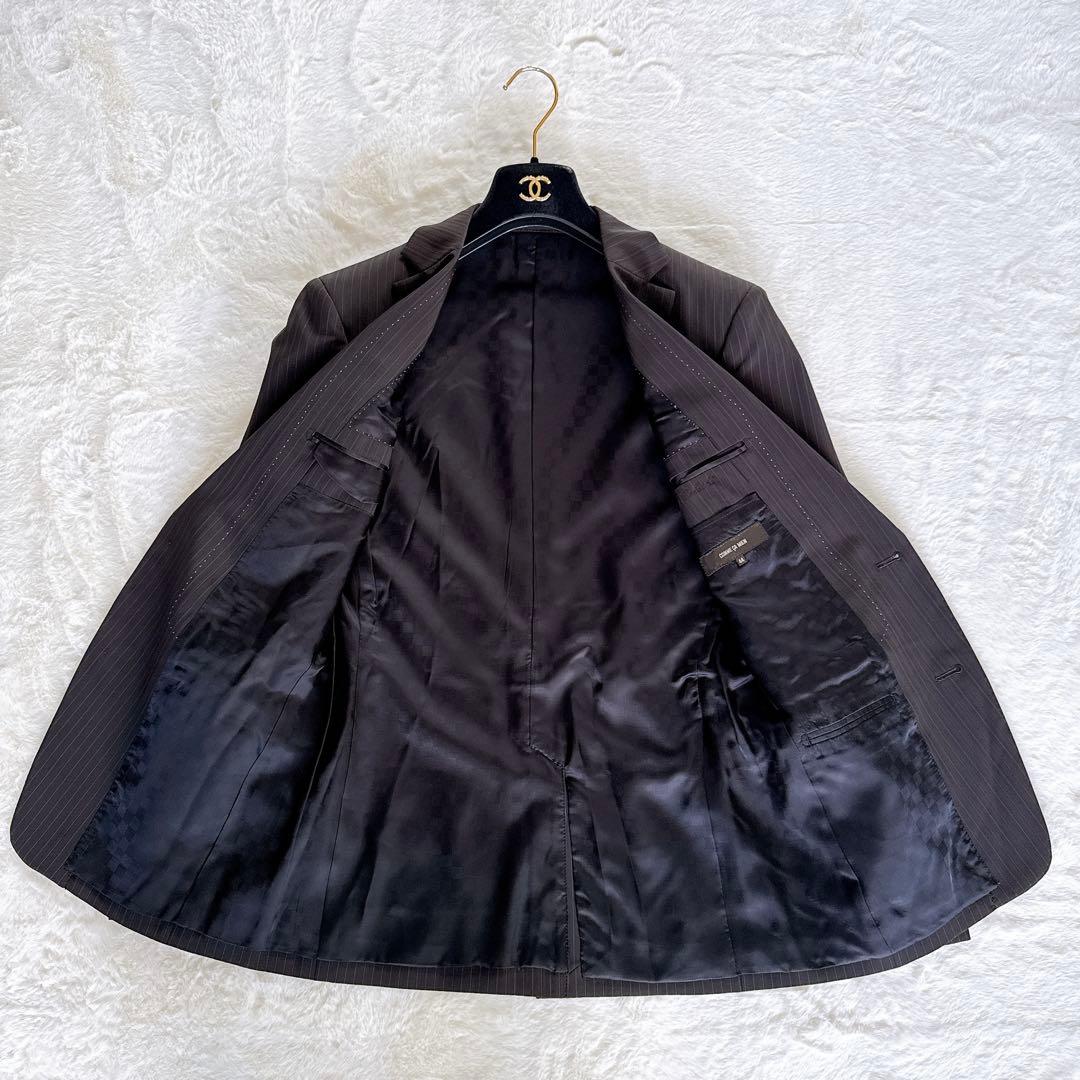 【COMME CA MEN】スーツ 3ピース ブラウン ストライプ 44サイズ