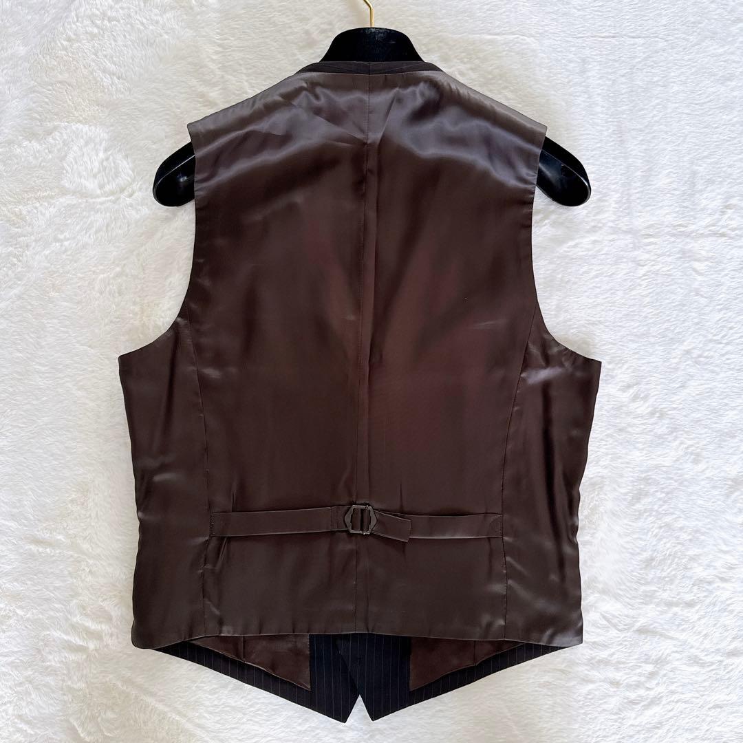 【COMME CA MEN】スーツ 3ピース ブラウン ストライプ 44サイズ