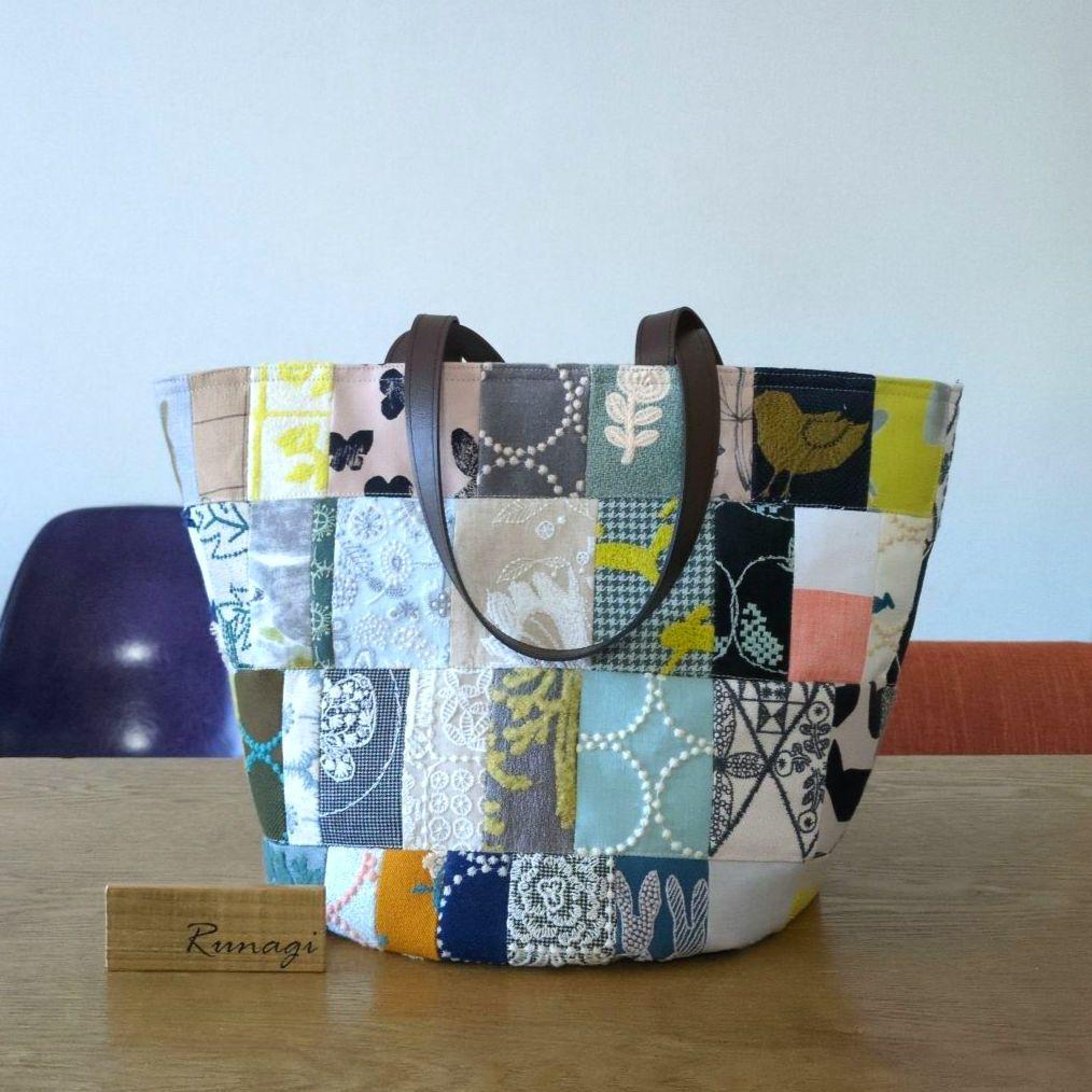 モザイクパッチの大きなバケツバッグ＊ミナペルホネン