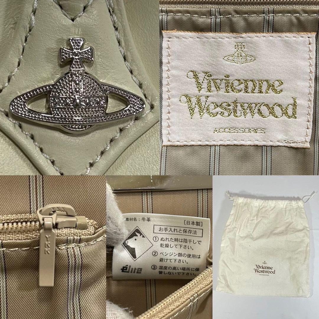 【極美品】ヴィヴィアンウエストウッド ハンドバッグ がま口 レザー オーブ 白