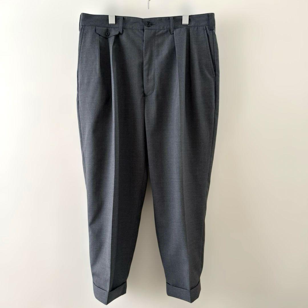 BEAMS PLUS 2プリーツ トロピカルウール トラウザーズ グレー XL