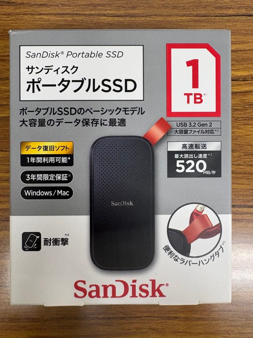 外付けハードディスク・ドライブ SanDisk portable SSD 1TB