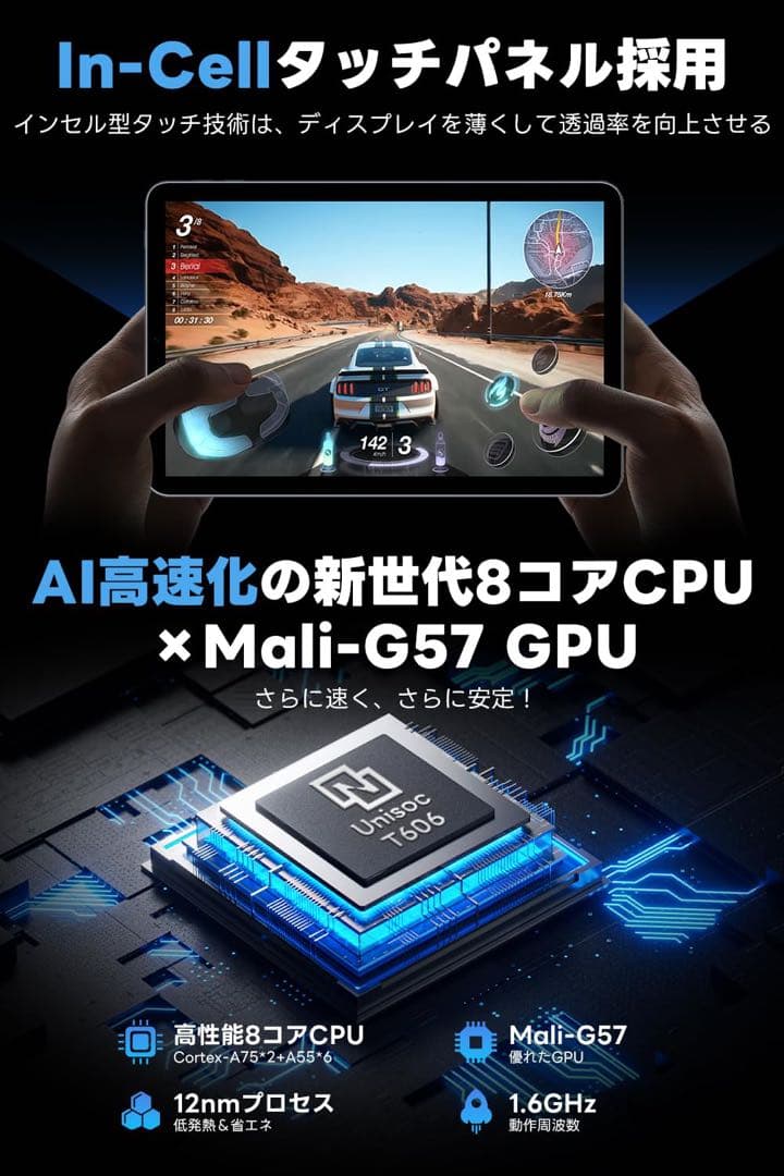 Android15 10.1型 タブレット 24GB+128GB 高性能8コア