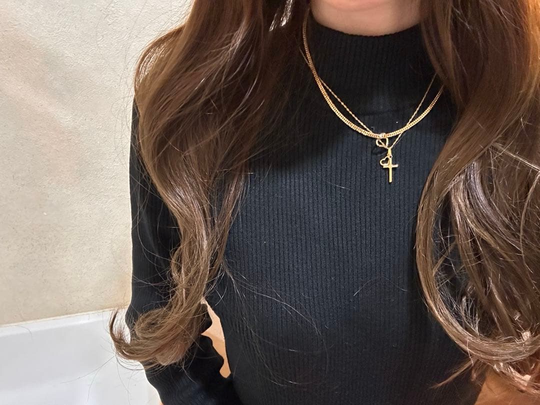 k18 ハート＆クロス チェーン　ネックレス　18金