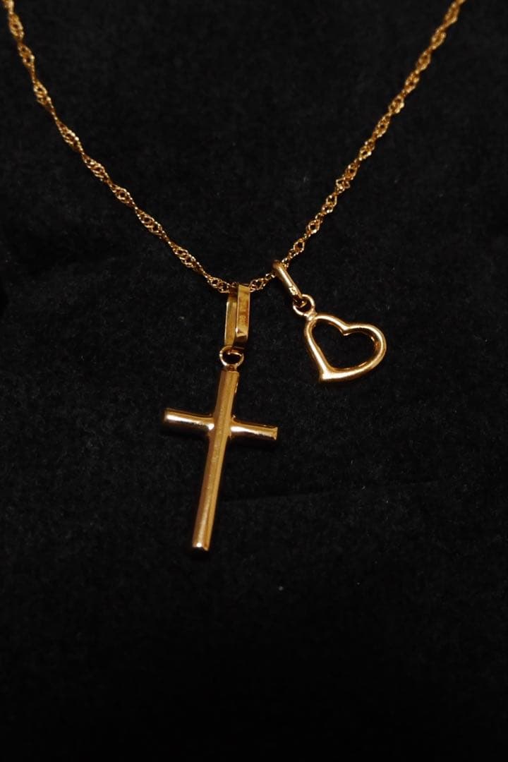 k18 ハート＆クロス チェーン　ネックレス　18金