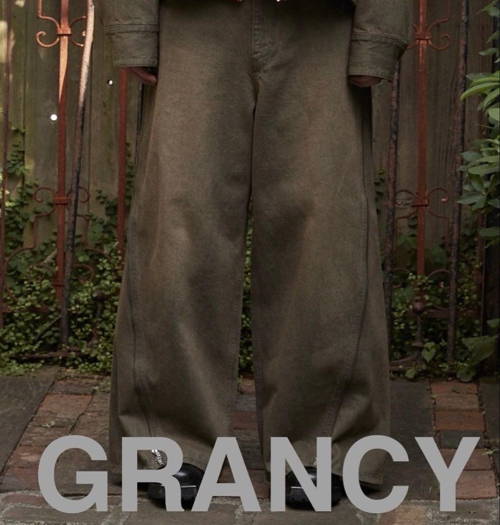 【GRANCY】ジップデザイン バギーデニム パンツ　ブラウン　グランシー M