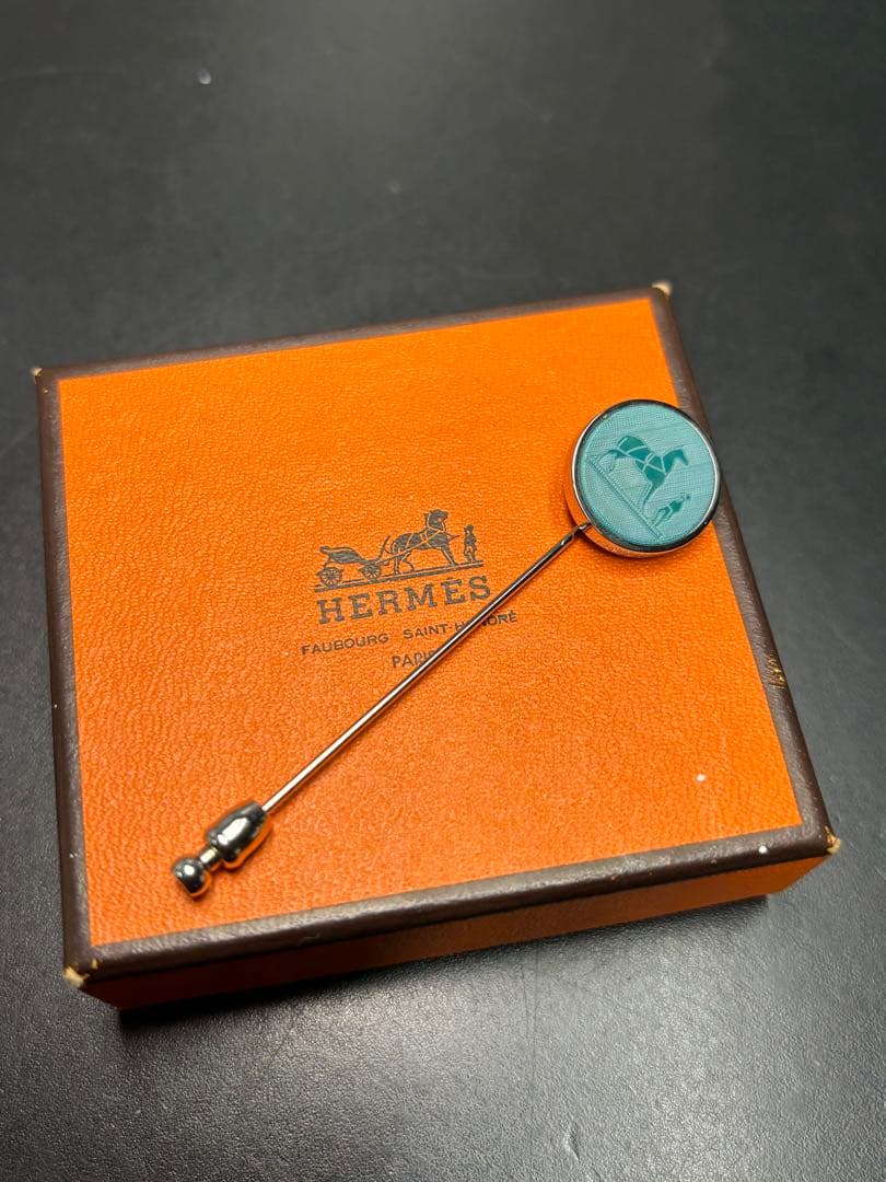 【美品】エルメス コロゾ ピンブローチ ネクタイピン HERMES 馬車