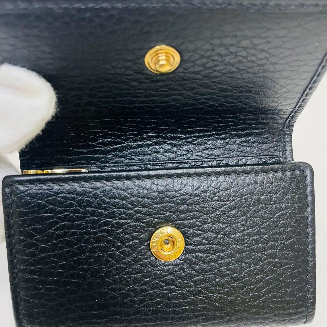 美品 GUCCI グッチ GGマーモント 6連キーケース レザー ブラック 黒