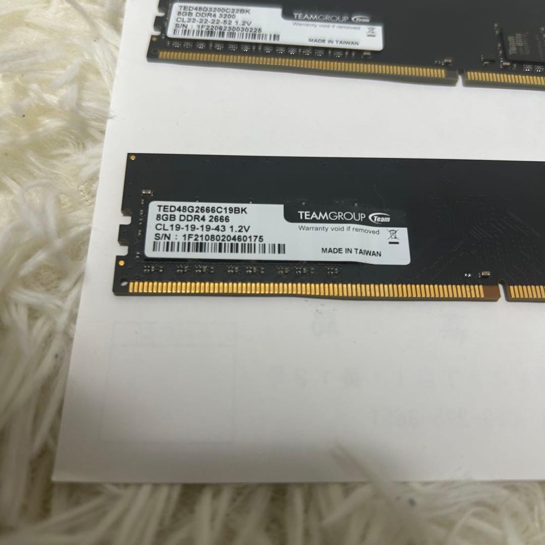 Crucial & TEAMGROUP 8GB DDR4 メモリ 3枚セット
