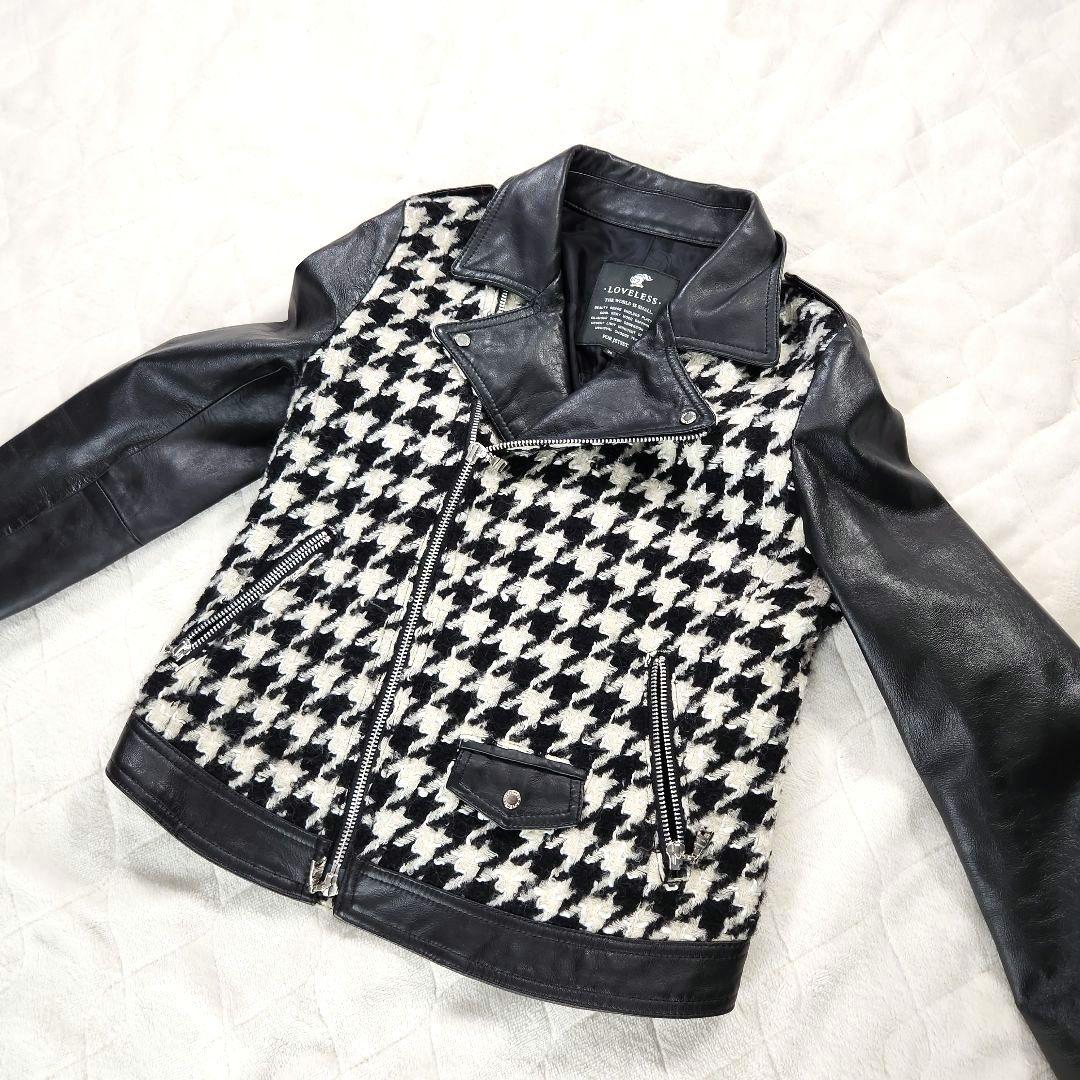【美品】LOVELESS　レザージャケット　切り替え　ブラック