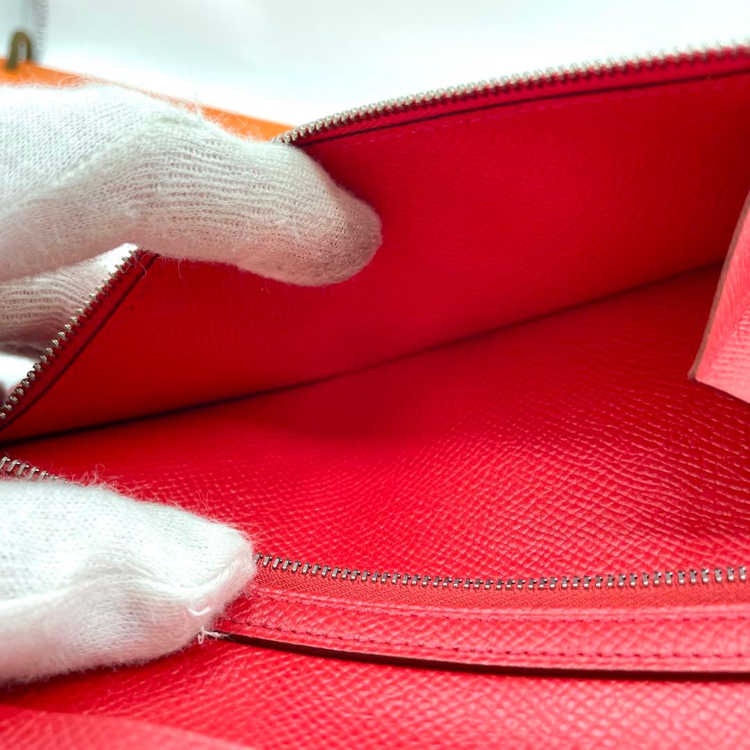 極美品　T刻印　エルメス ベアンスフレ 長財布 エプソン レザー ローズ