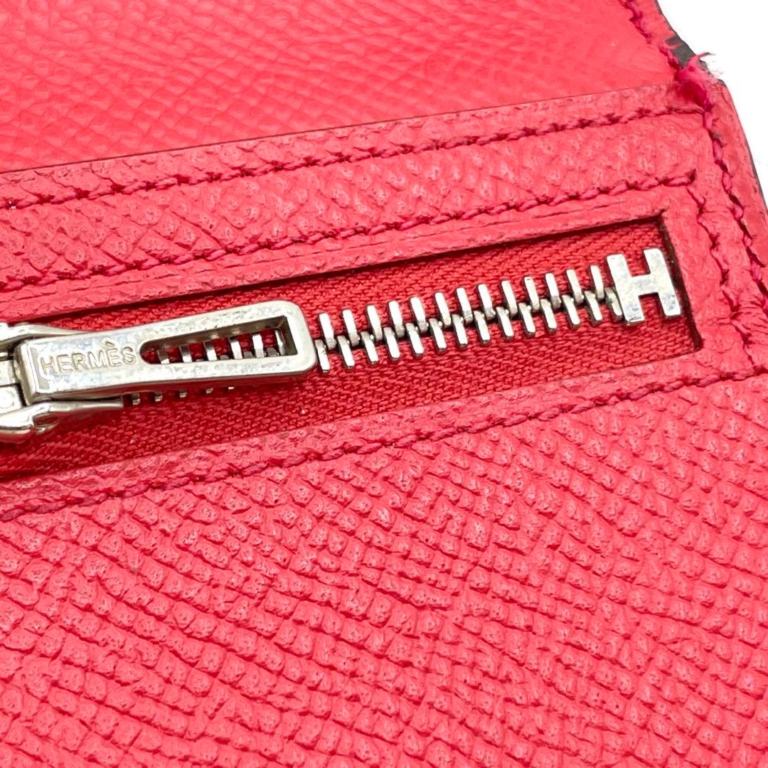 極美品　T刻印　エルメス ベアンスフレ 長財布 エプソン レザー ローズ