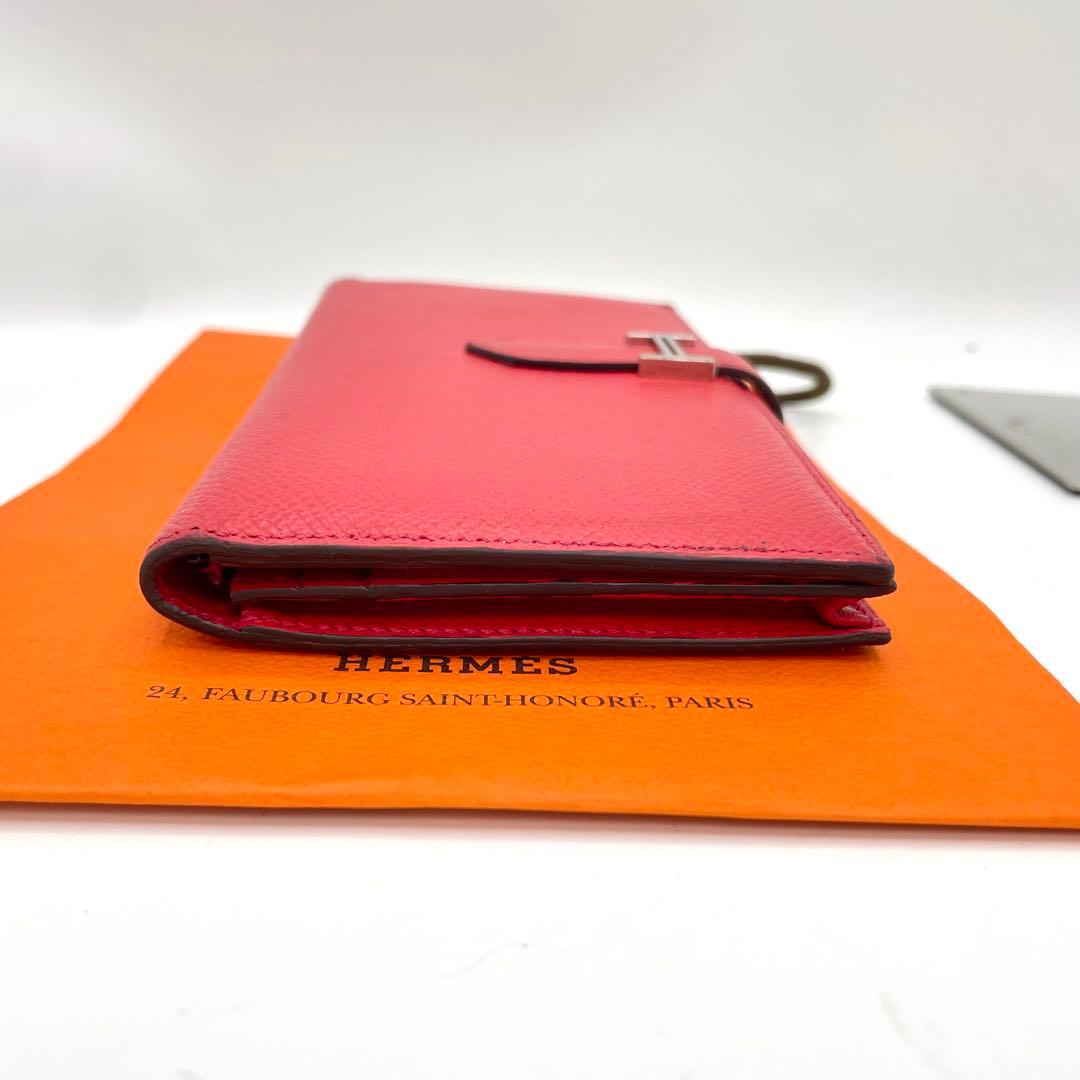 極美品　T刻印　エルメス ベアンスフレ 長財布 エプソン レザー ローズ