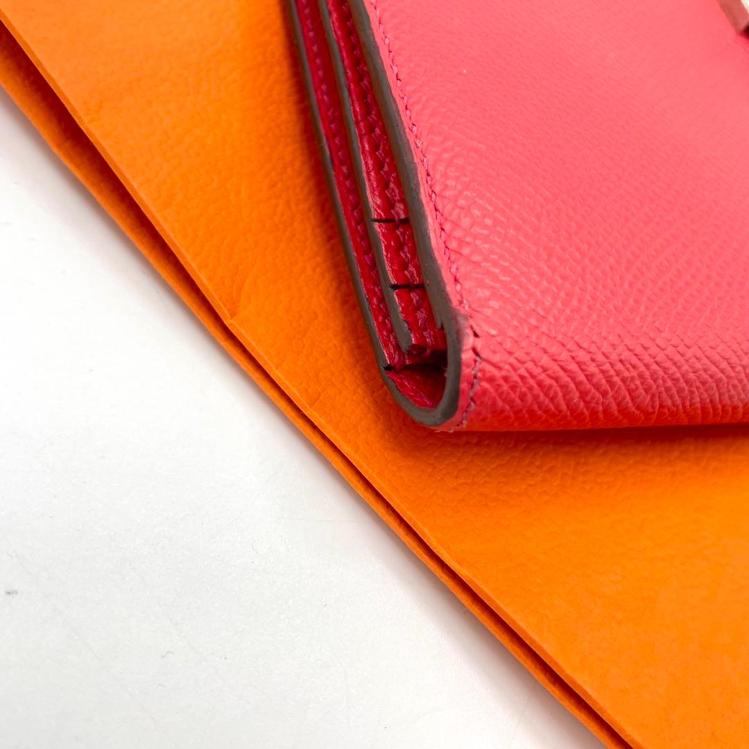 極美品　T刻印　エルメス ベアンスフレ 長財布 エプソン レザー ローズ