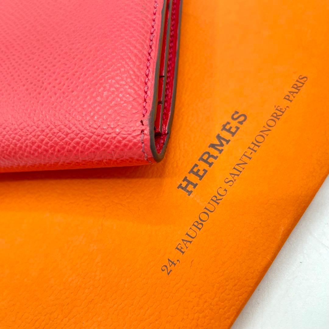 極美品　T刻印　エルメス ベアンスフレ 長財布 エプソン レザー ローズ