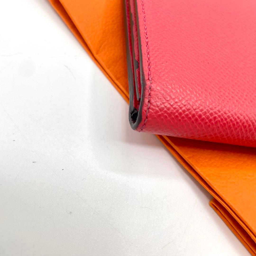 極美品　T刻印　エルメス ベアンスフレ 長財布 エプソン レザー ローズ