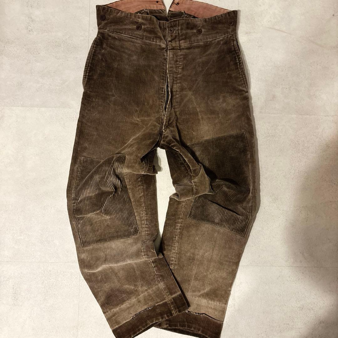 30s 40s vintage フレンチコーデュロイパンツ 太畝 針シンチバック