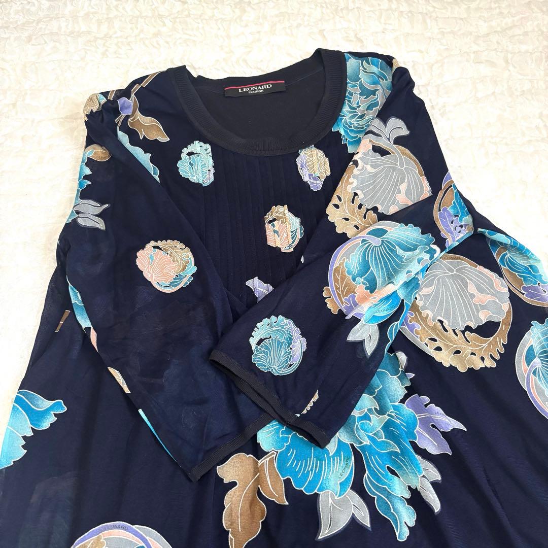 【LEONARD FASHION】ネイビー チュニック カンカン　七分袖　美品