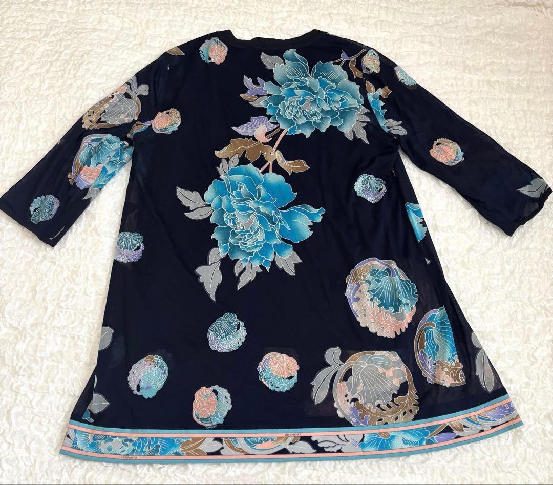 【LEONARD FASHION】ネイビー チュニック カンカン　七分袖　美品