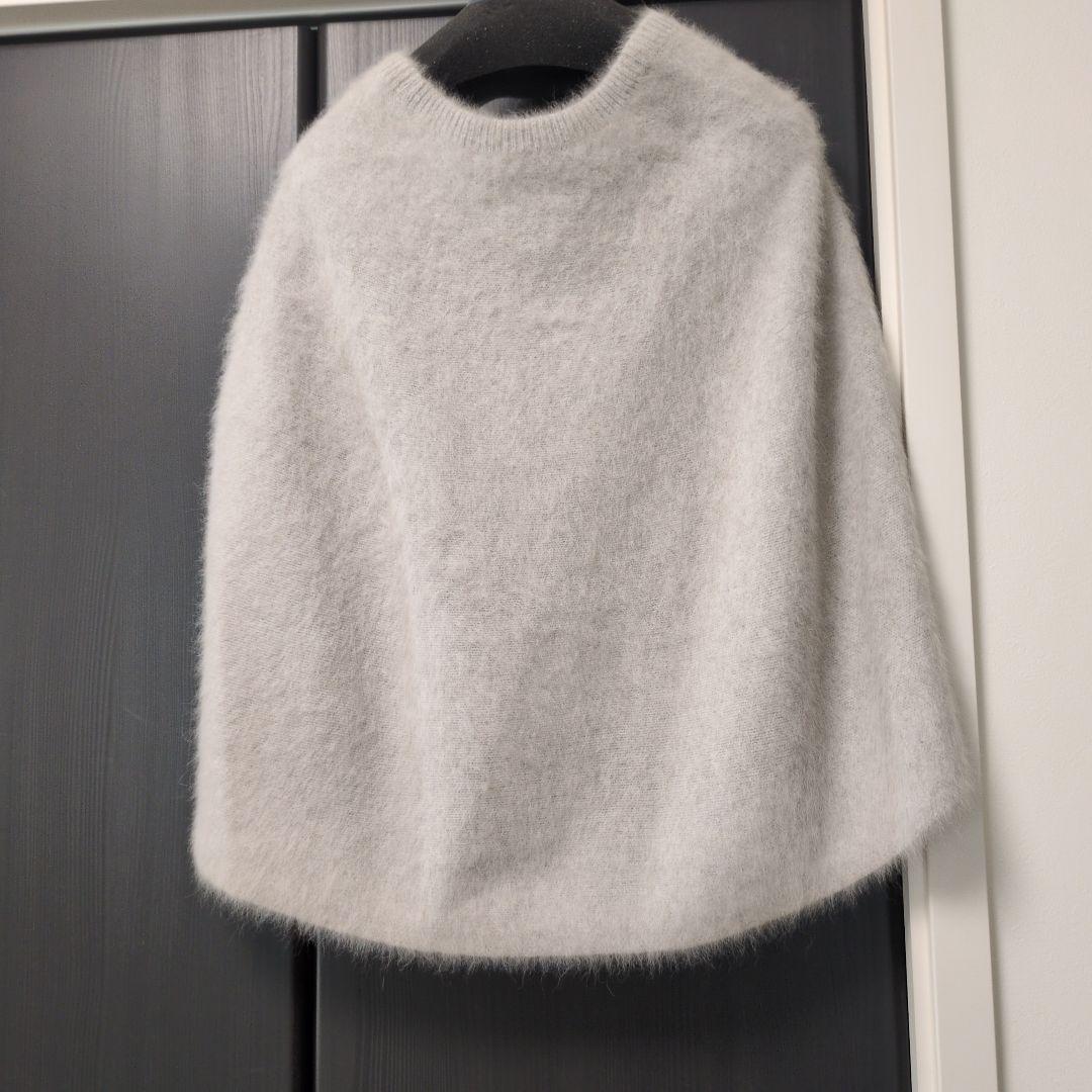 タグ付き BEARDSLEY ビアズリー ファーニットポンチョ ライトグレー