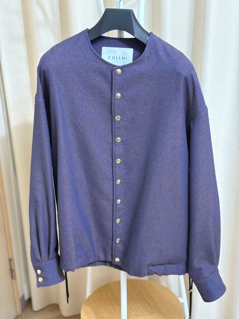 ジャケット・アウター Tweed Dot Button Collarless Jacket