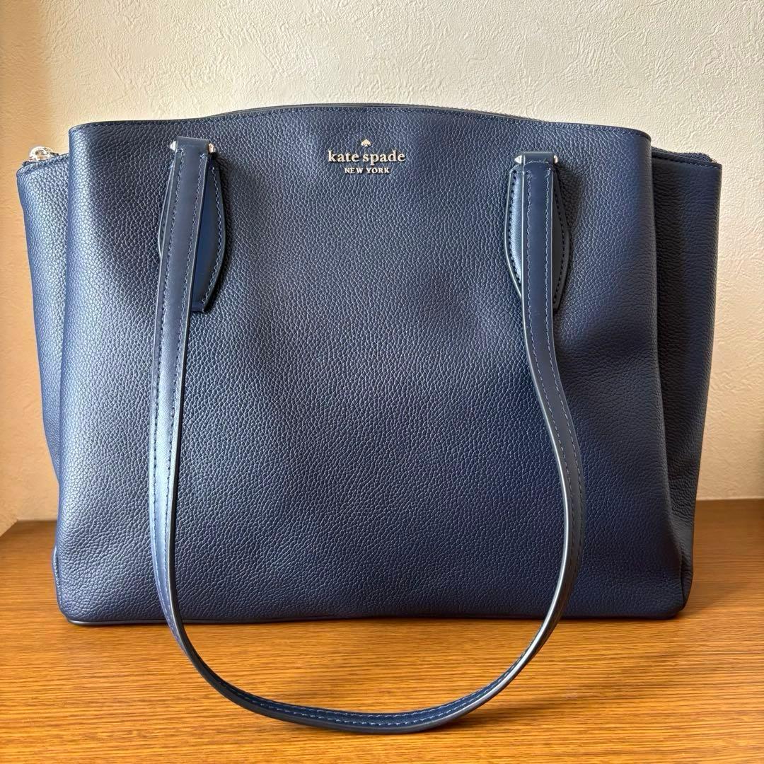 kate spadeネイビー レザーA4サイズ ビジネスバッグ トートバッグ