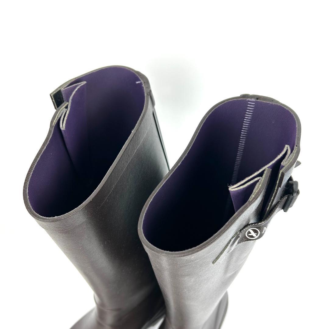 【試着のみ】エーグル AIGLE レインブーツ ロング　ダークブラウン 37
