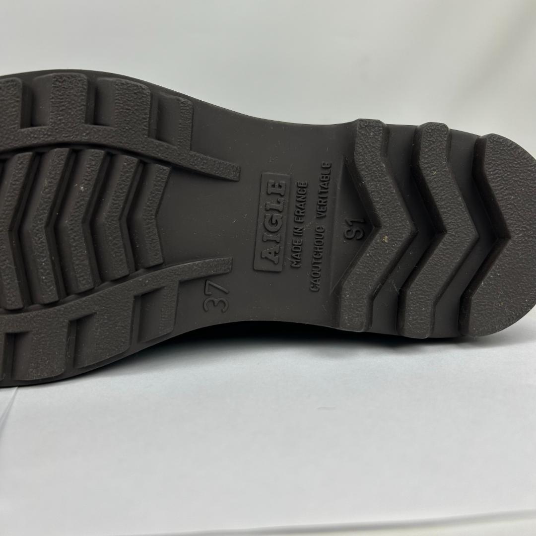 【試着のみ】エーグル AIGLE レインブーツ ロング　ダークブラウン 37