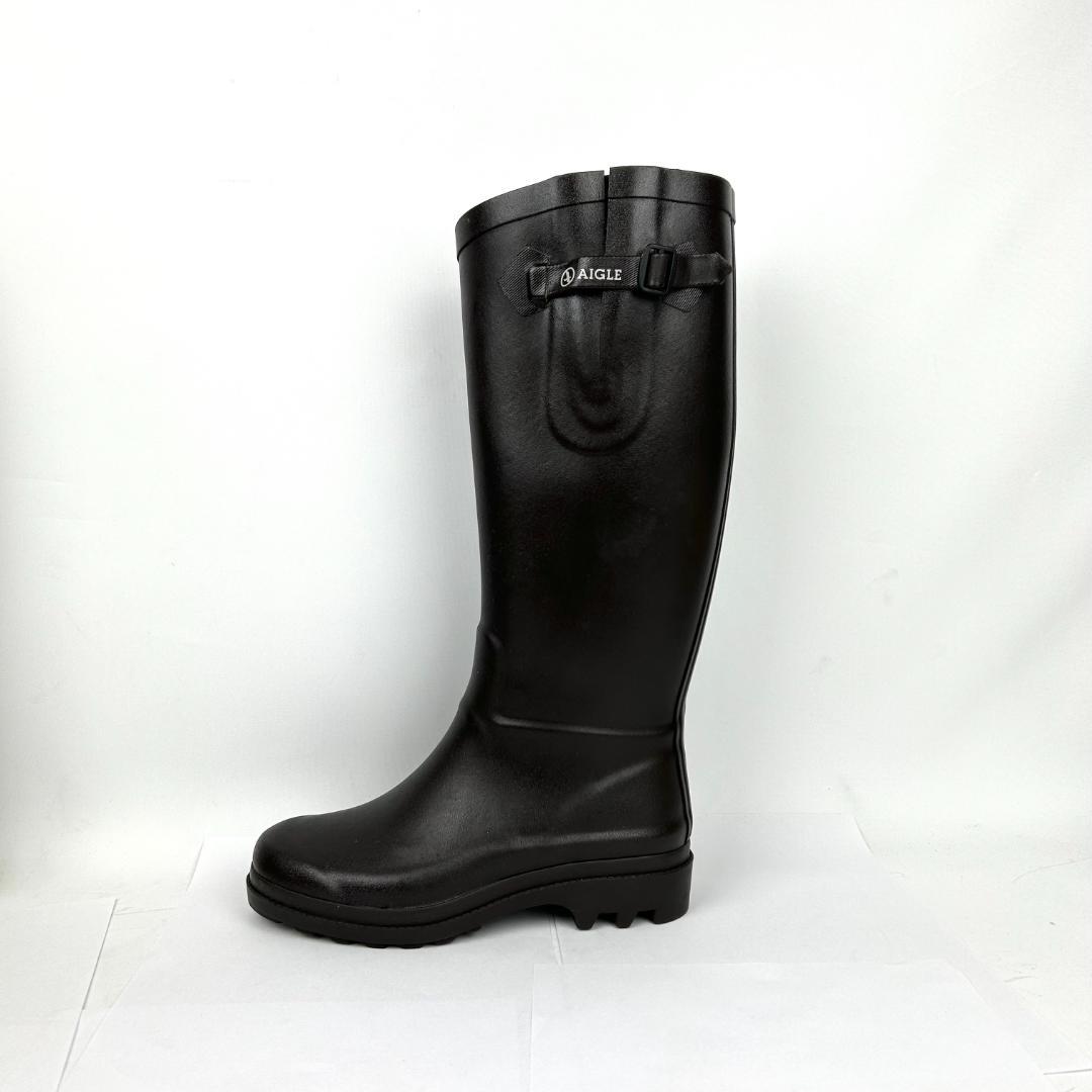 【試着のみ】エーグル AIGLE レインブーツ ロング　ダークブラウン 37
