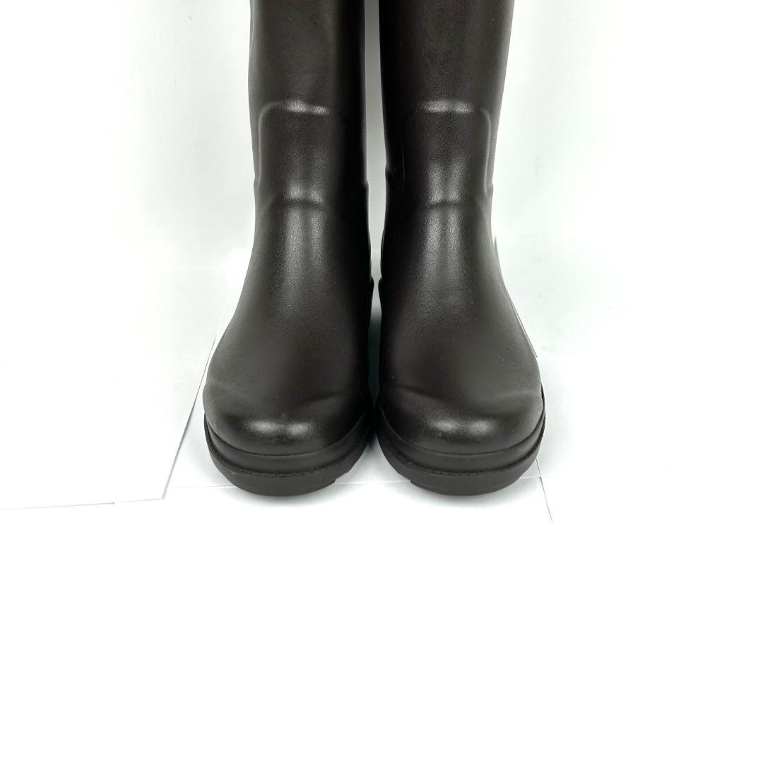 【試着のみ】エーグル AIGLE レインブーツ ロング　ダークブラウン 37