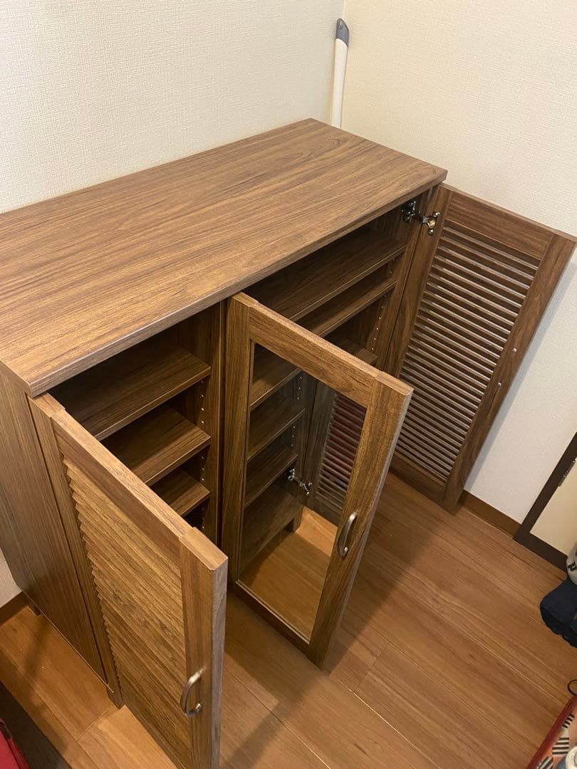 【美品】ニトリ シューズボックス ミラー付き 玄関収納 幅90cm 送料込み