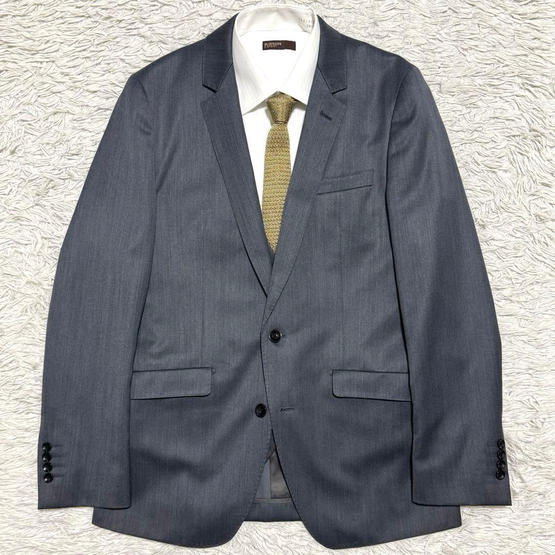 極美品 シルク混 スーツセレクト 光沢 スリーピース セットアップ スーツ A7