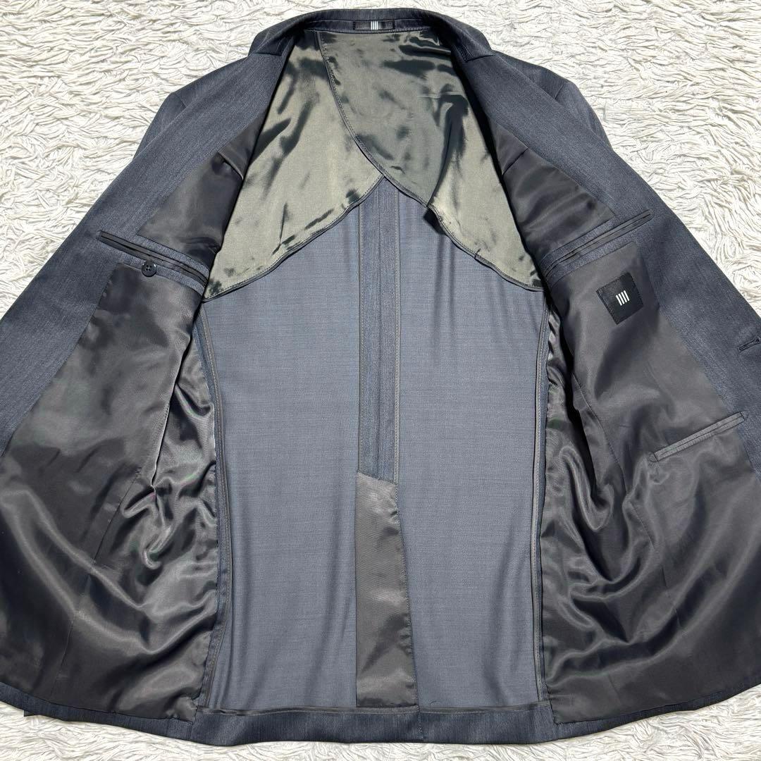 極美品 シルク混 スーツセレクト 光沢 スリーピース セットアップ スーツ A7