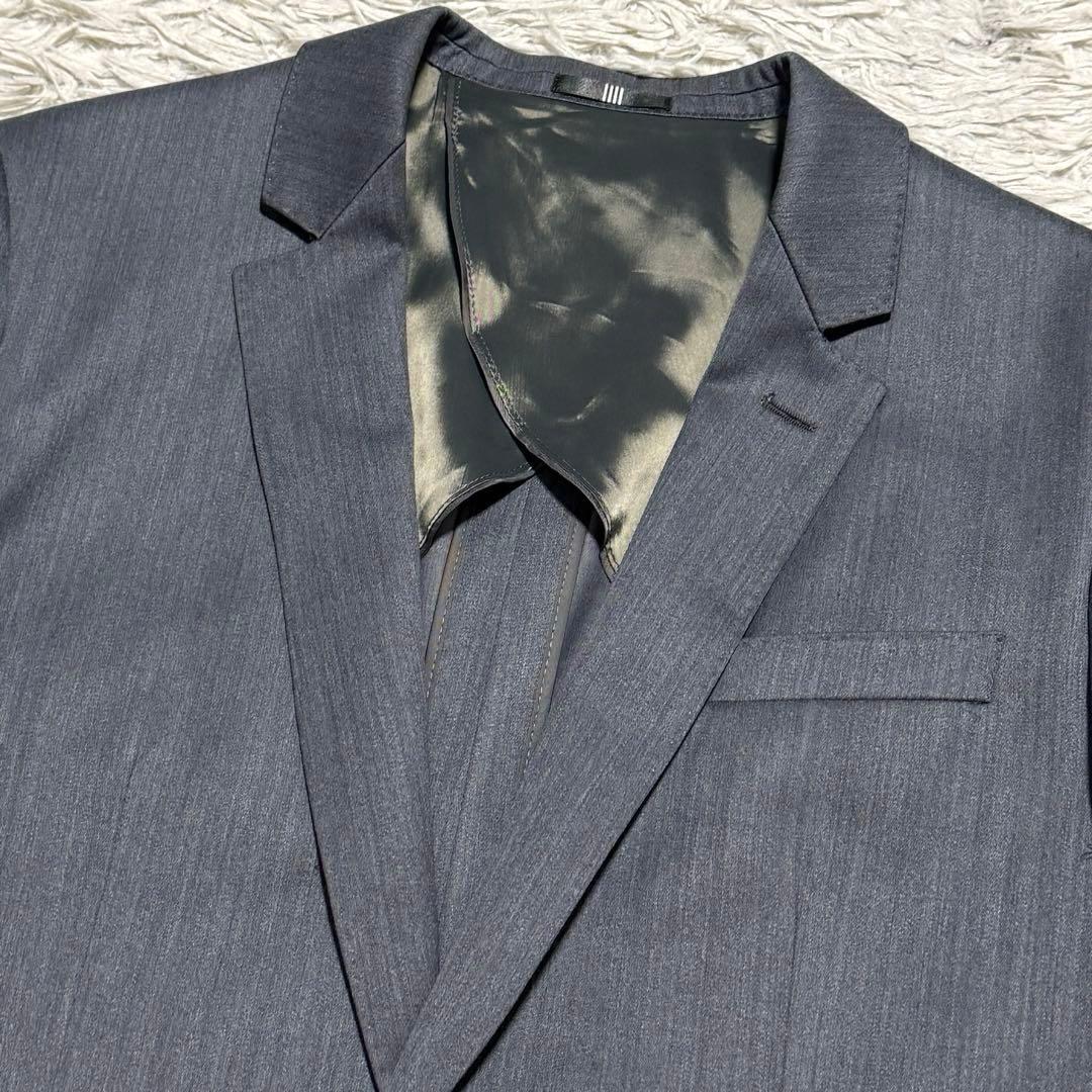 極美品 シルク混 スーツセレクト 光沢 スリーピース セットアップ スーツ A7