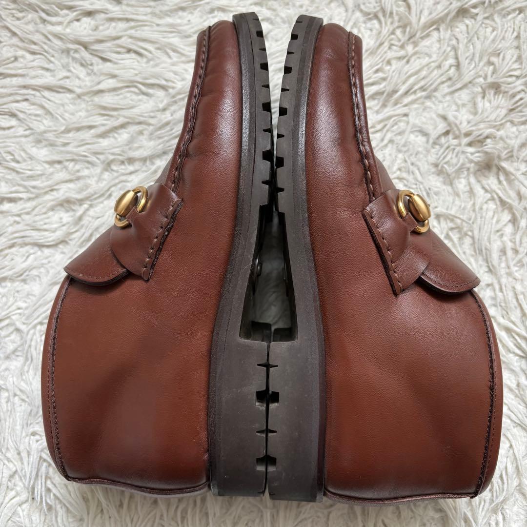 グッチ ホースビット ローファー ハイカット ブラウン 本革　104 0088