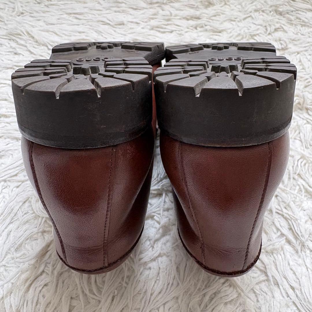 グッチ ホースビット ローファー ハイカット ブラウン 本革　104 0088