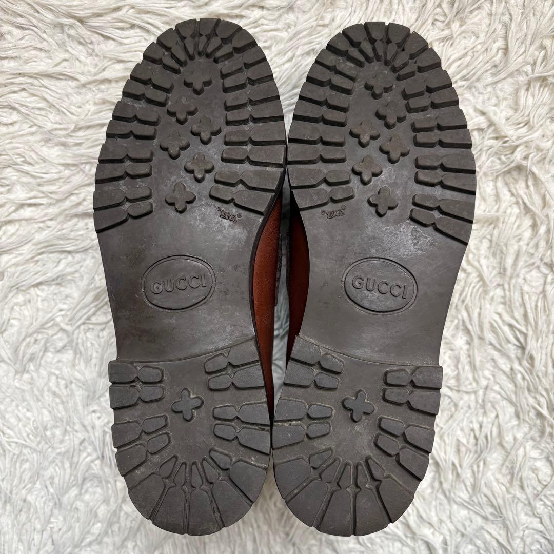 グッチ ホースビット ローファー ハイカット ブラウン 本革　104 0088