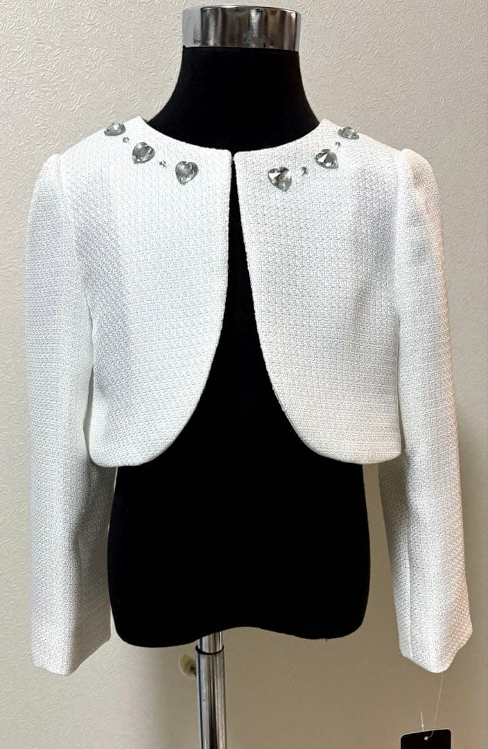 G17新品120ヒロミチナカノ女の子セレモニーアンサンブルワンピース白ボレロ入学