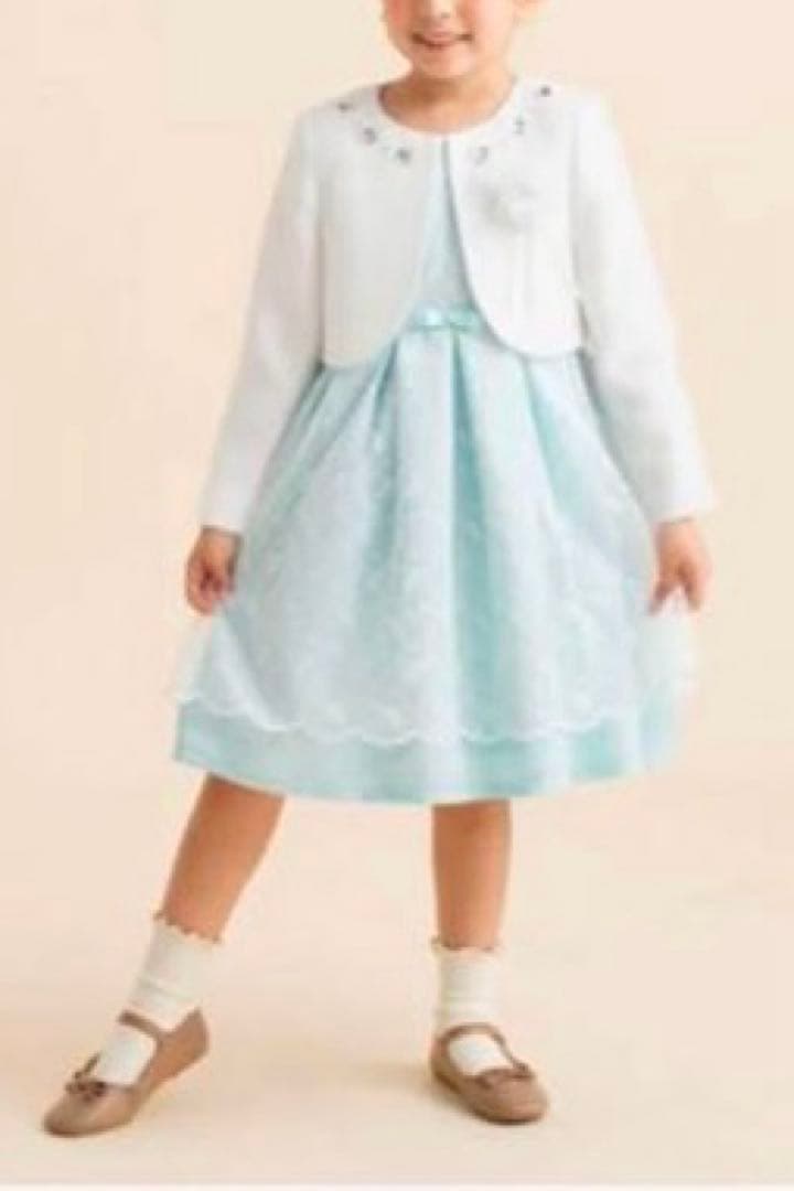 G17新品120ヒロミチナカノ女の子セレモニーアンサンブルワンピース白ボレロ入学