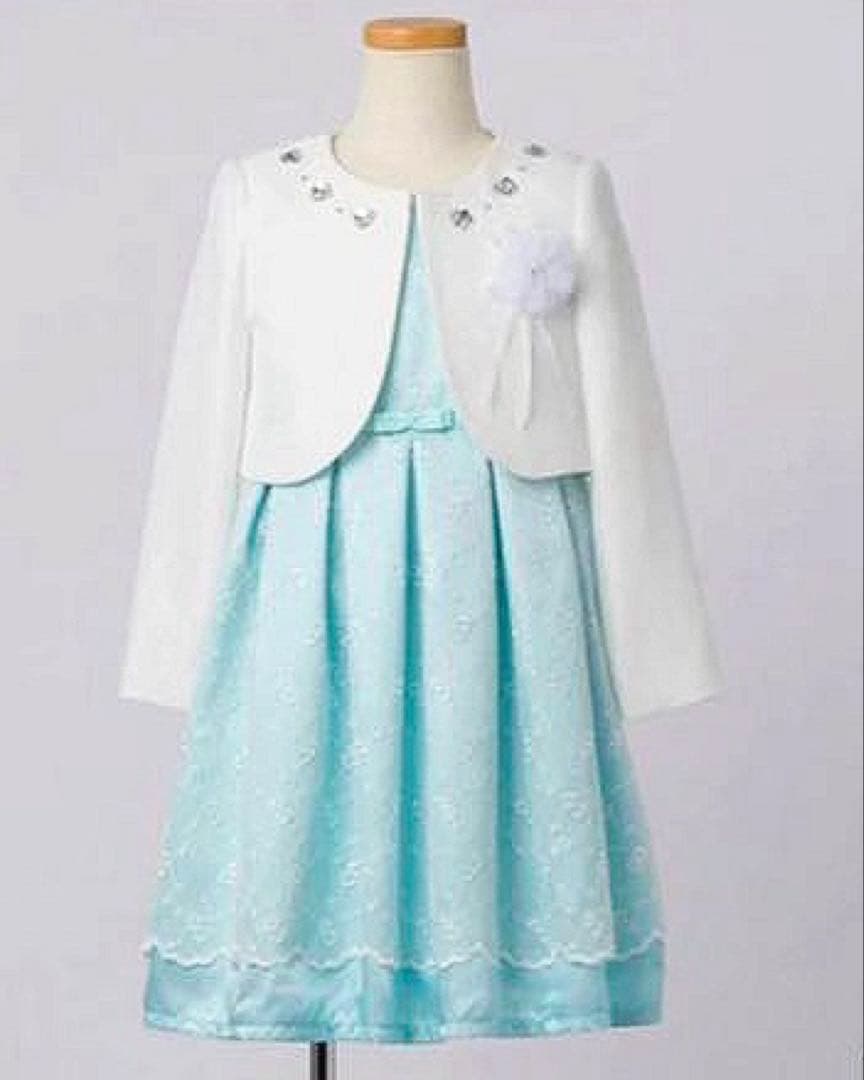 G17新品120ヒロミチナカノ女の子セレモニーアンサンブルワンピース白ボレロ入学