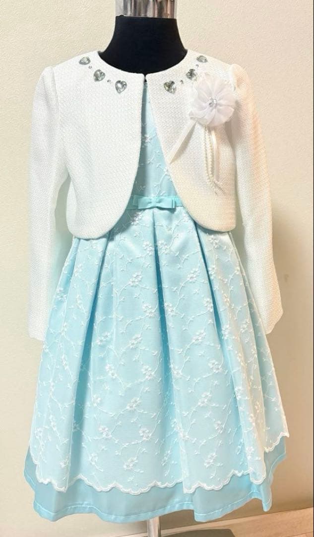 G17新品120ヒロミチナカノ女の子セレモニーアンサンブルワンピース白ボレロ入学