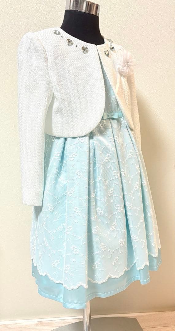 G17新品120ヒロミチナカノ女の子セレモニーアンサンブルワンピース白ボレロ入学