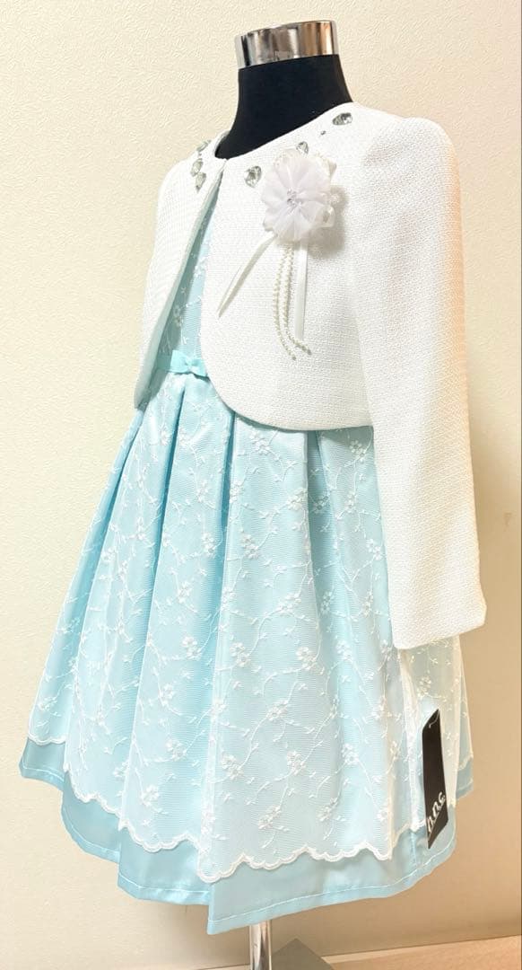 G17新品120ヒロミチナカノ女の子セレモニーアンサンブルワンピース白ボレロ入学