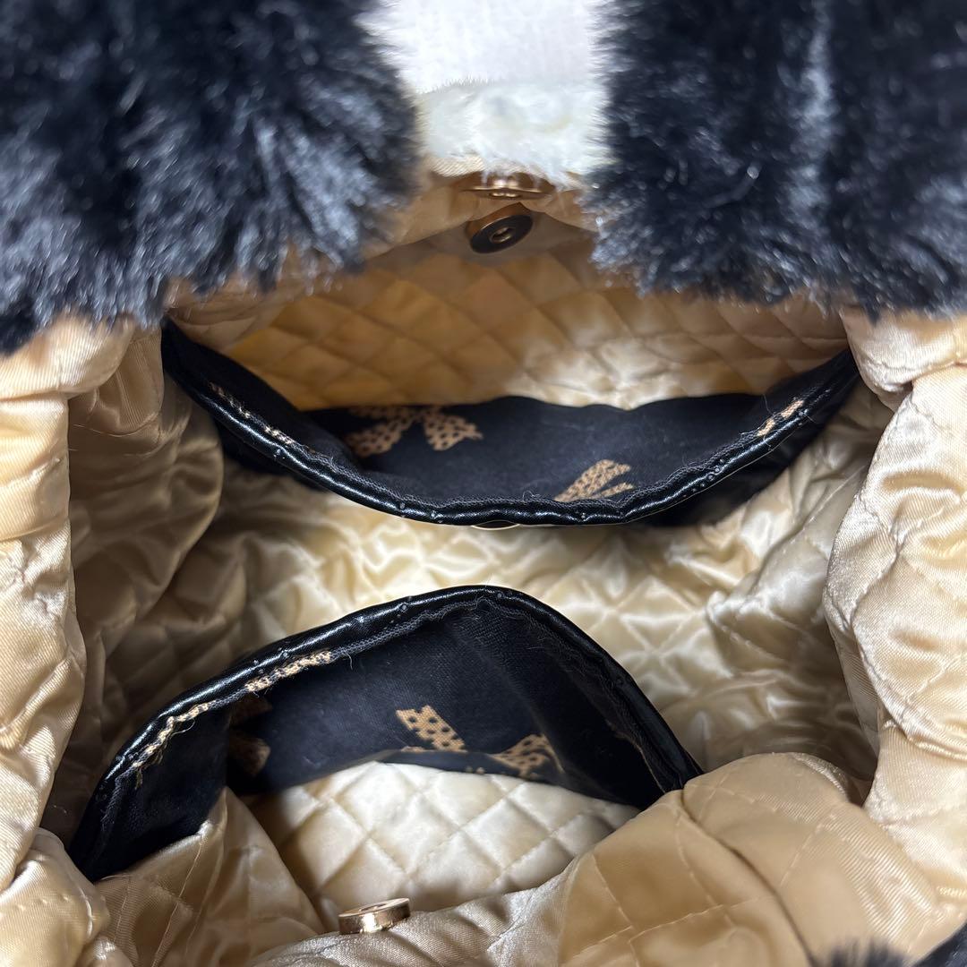 牡*中様 コヤンイサムチョン　フリルファーバッグ　黒　サンダーちゃん　ヒョウ柄