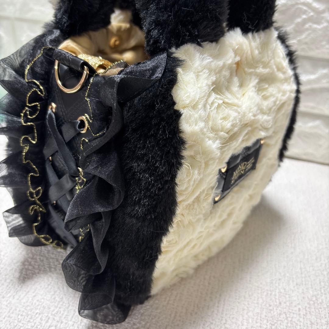 牡*中様 コヤンイサムチョン　フリルファーバッグ　黒　サンダーちゃん　ヒョウ柄