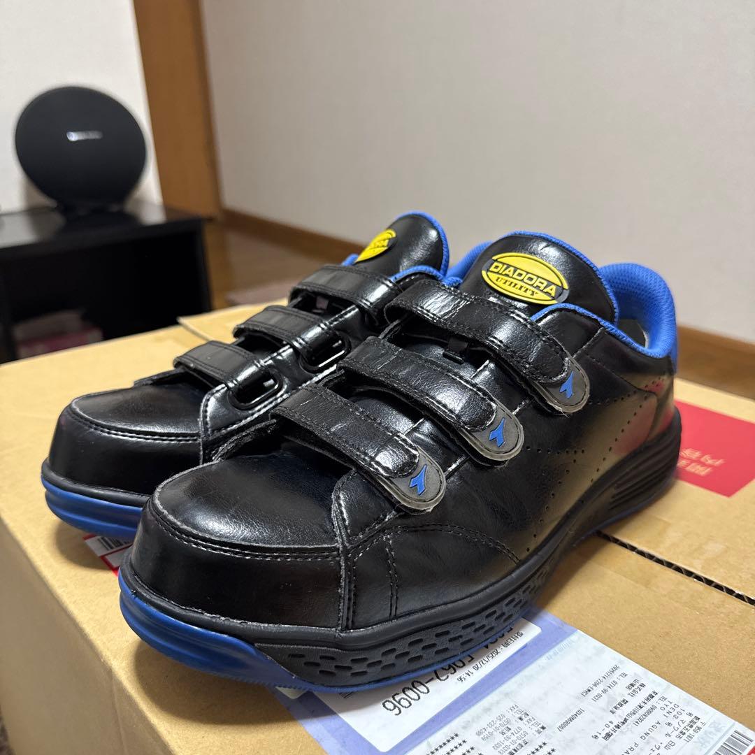 DIADORA 安全靴 ブラック/ブルー ベルクロ 26,5cm