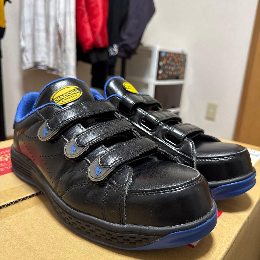 DIADORA 安全靴 ブラック/ブルー ベルクロ 26,5cm