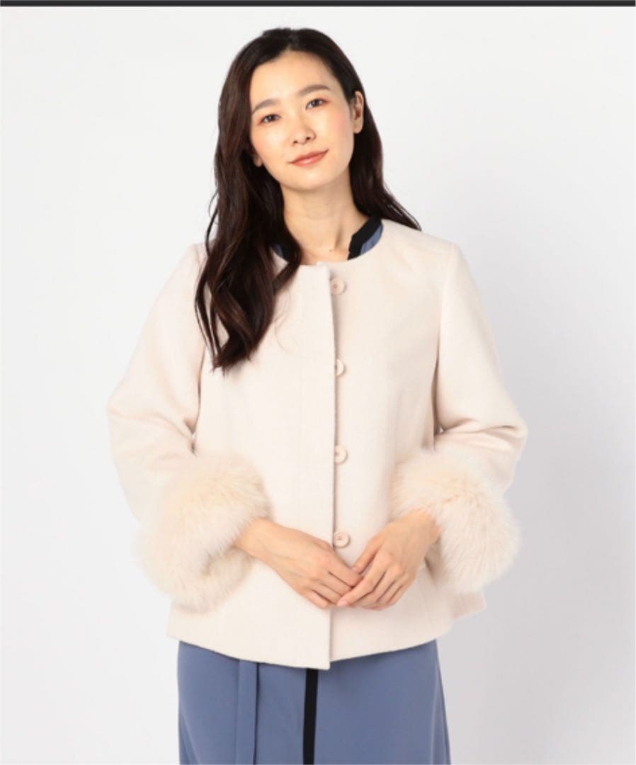 NOLLEY'S sophi アンゴラ袖ファーショートコート　サイズ38