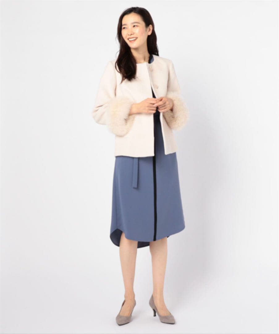 NOLLEY'S sophi アンゴラ袖ファーショートコート　サイズ38