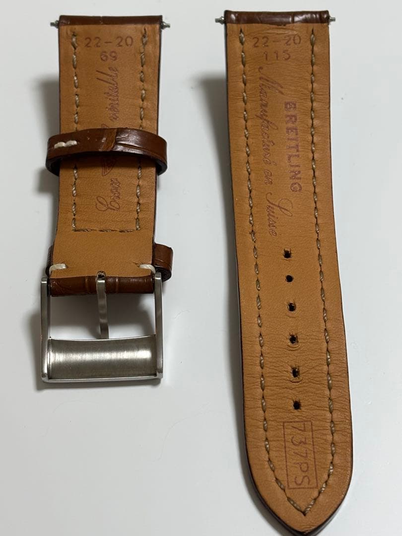 ちーかま　ブライトリング 純正　クロコ　ブラウン　レザーベルト